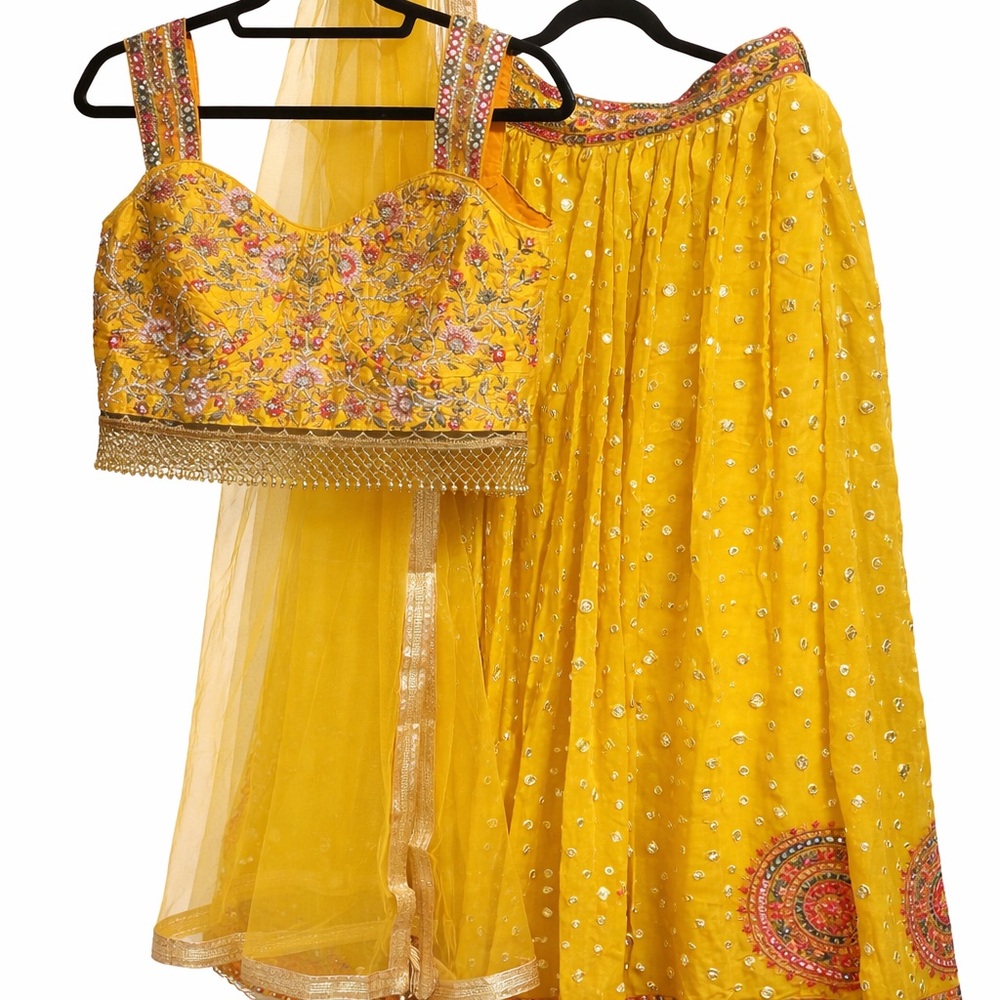 Vibrant Yellow Embroidered Lehenga Choli